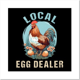 Floral Local Egg Dealer Retro Support Local Egg Farm Animal Posters and Art